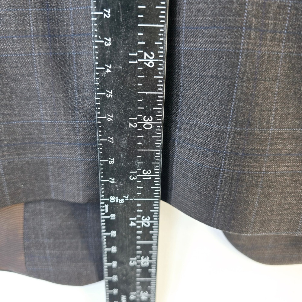 Calvin Klein Wool Blazer Men's 42R Windowpane Pattern Two Button Style Dark Grey - Picture 12 of 15